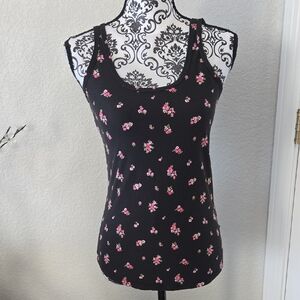 No Boundaries Black Floral Tank Top